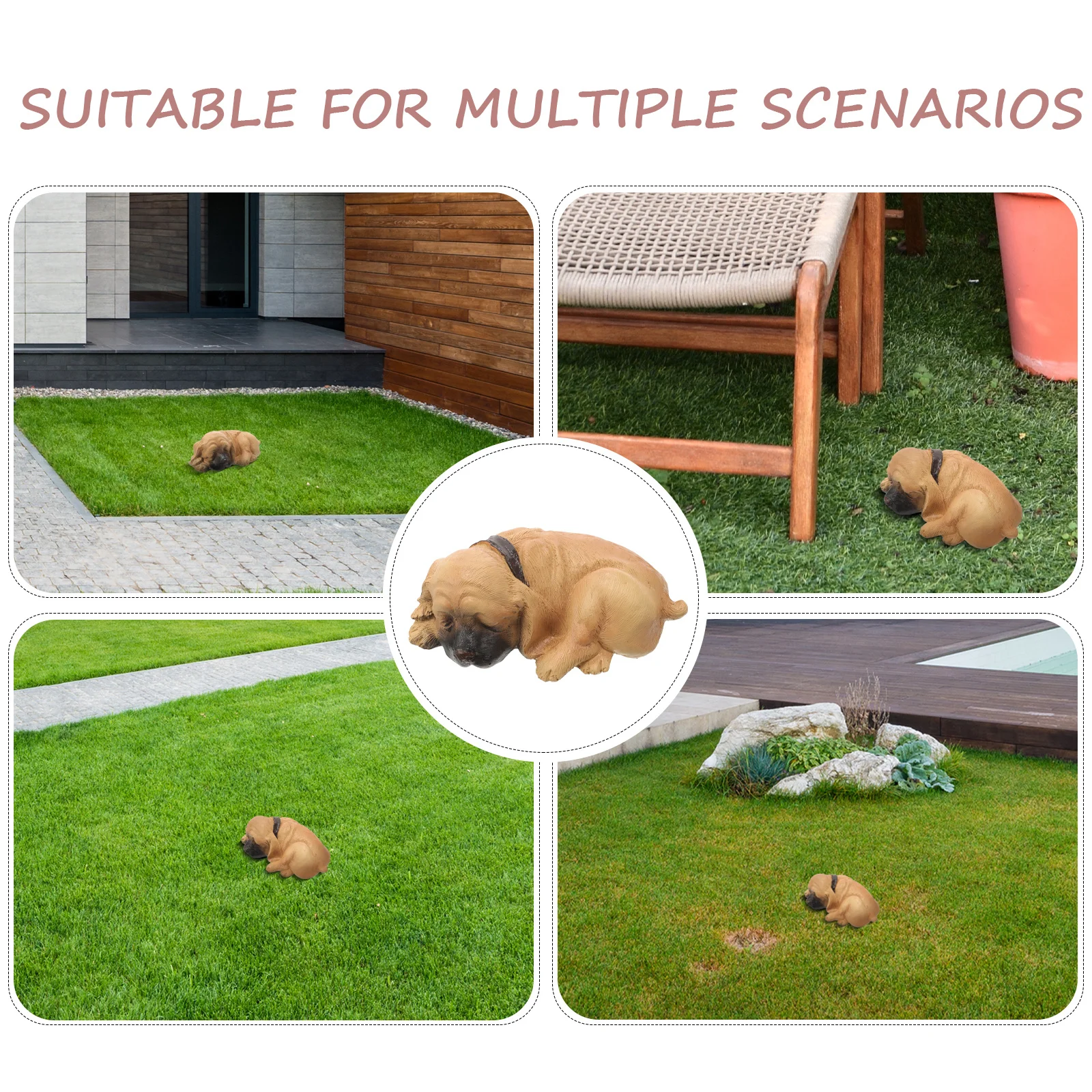 جرو حديقة مفتاح مخفي في الهواء الطلق الراتنج الزخرفية الصخور لتخزين مفاتيح الغيار المخفية حل باب ساحة مقاوم للماء #4