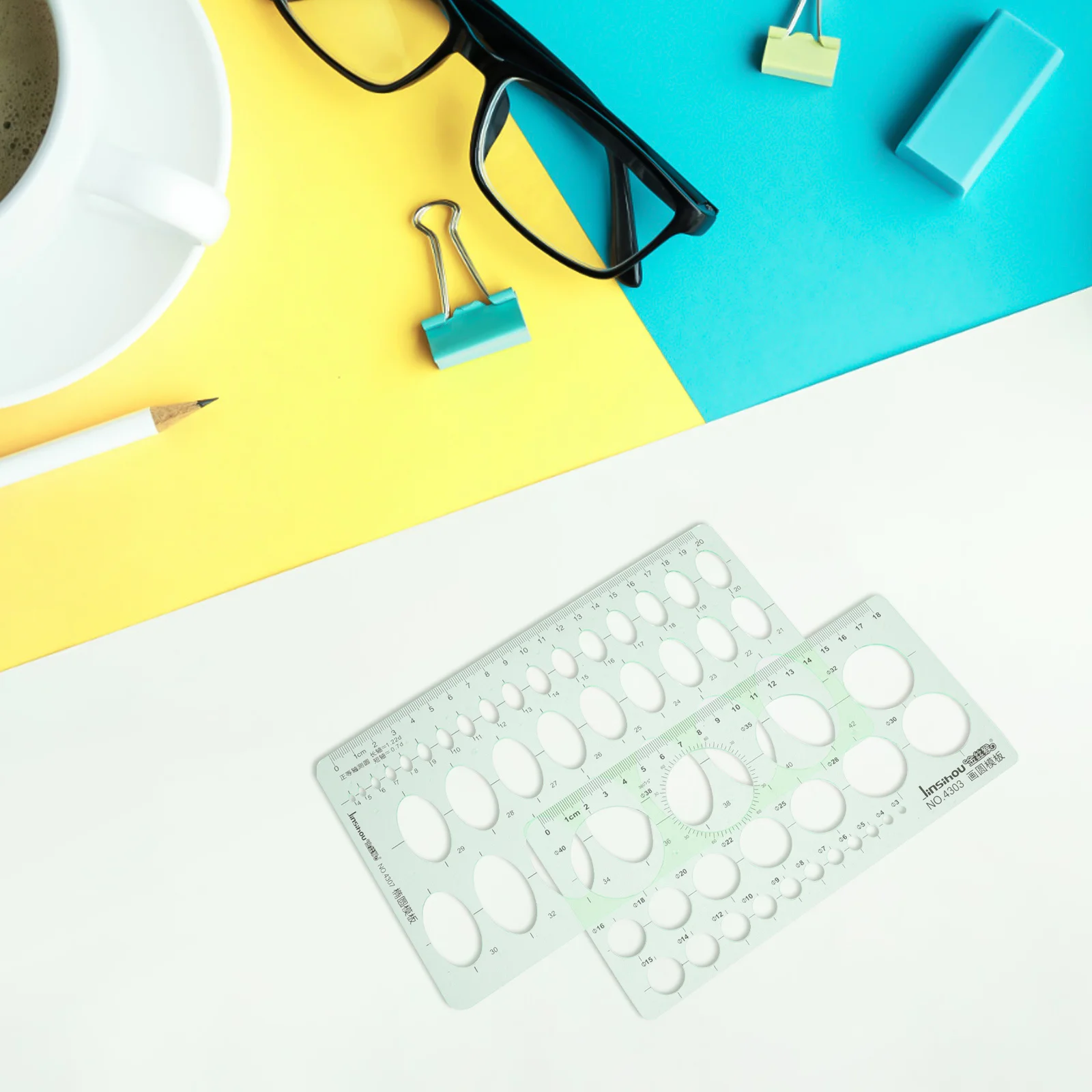 2Pcs Large Circle Stencil Circular Ruler Thickened Template for Drawing Painting Crafts Art Reusable Pattern Stencils