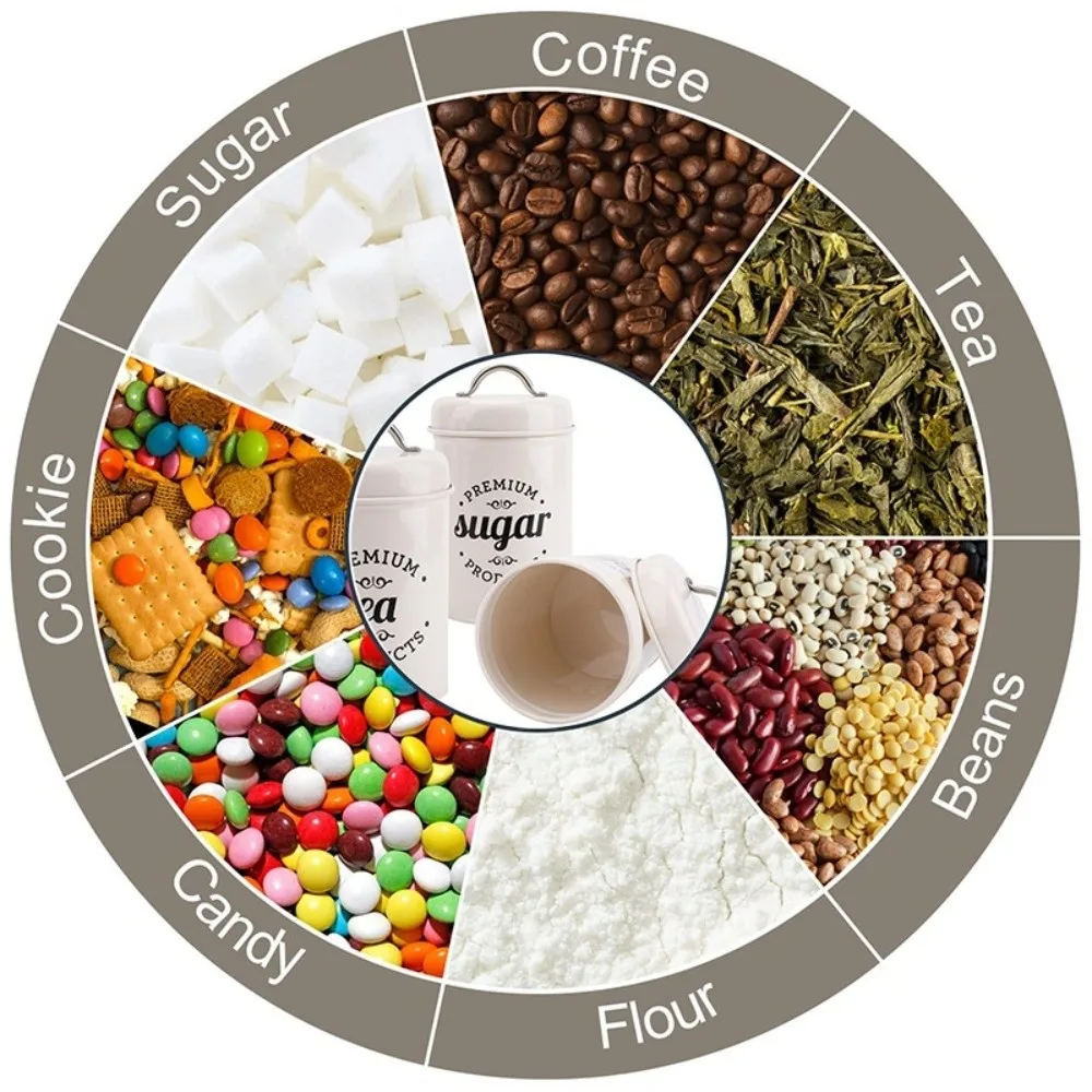 Ensemble de boîtes de rangement en métal, pot de rangement réutilisable, ensemble de pots de cuisine scellés, pot à biscuits et bonbons de grande capacité, 3 pièces