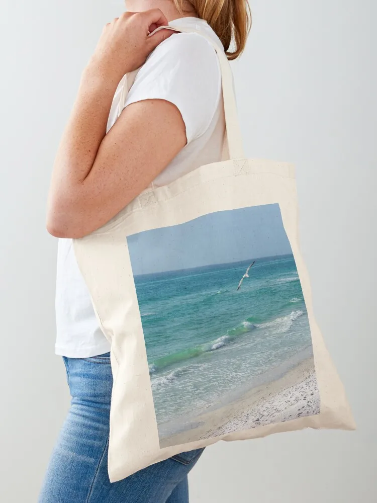 

Seagull In Flight Over The Gulf Tote Bag shopping trolley bag Fabric bag Women's bags