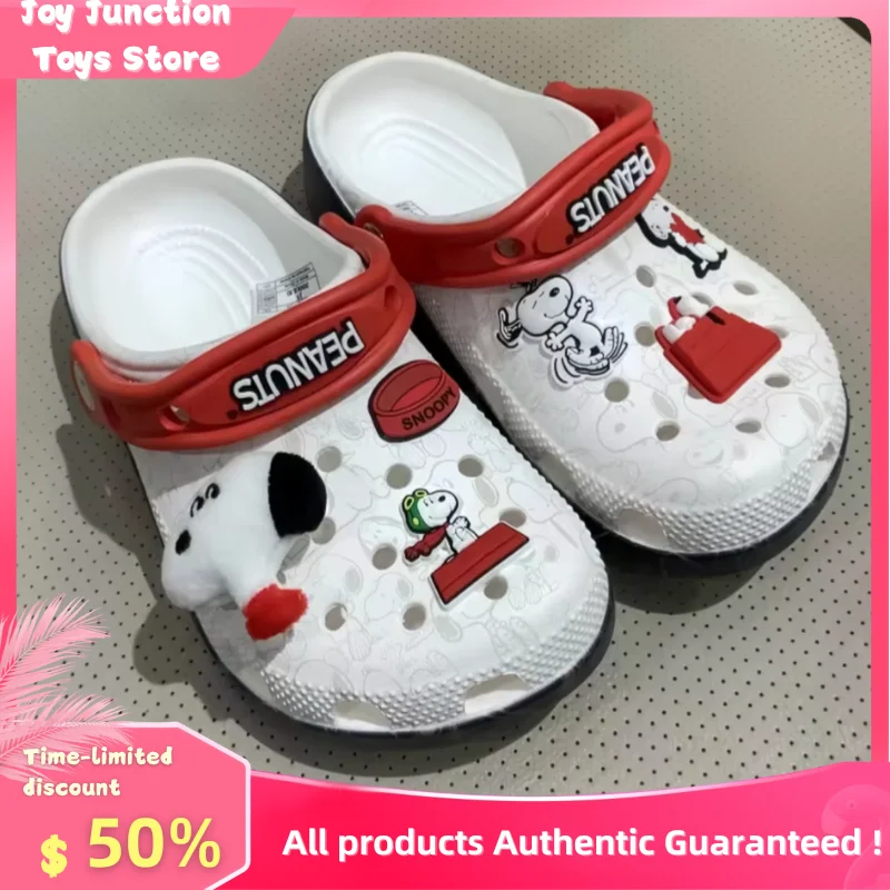 

New The White Dog Snopy Summer Anti-Slip Outdoor Casual Beach Shoes Hole Hole Slippers Comfortable Breathable Sandals Gifts