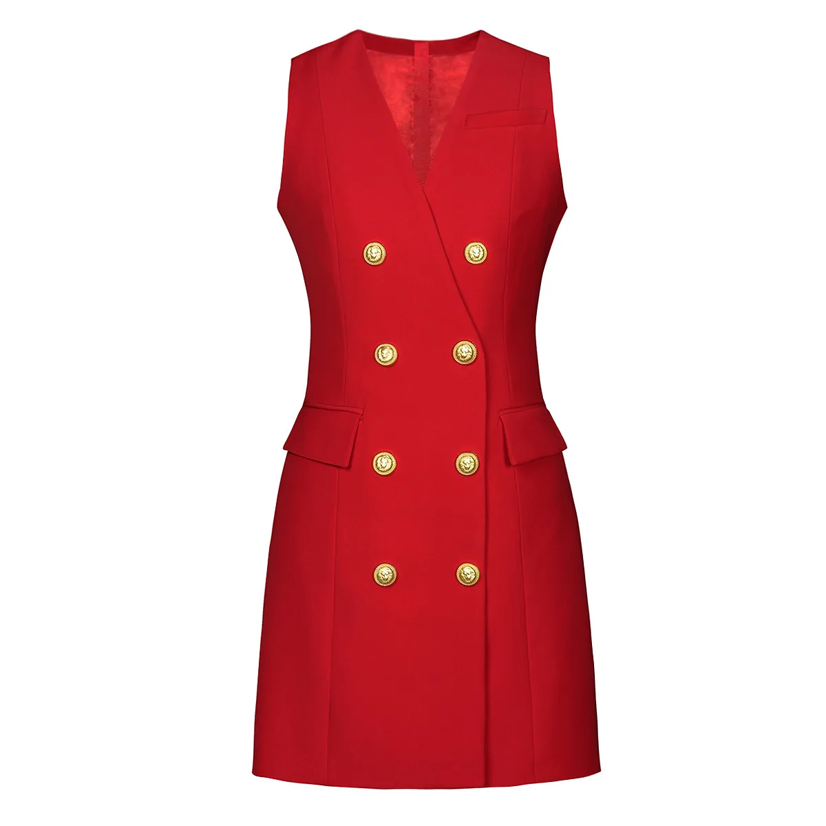 customized In stock fashionable high-end waist cinching slimming temperament commuter women's sleeveless suit dress