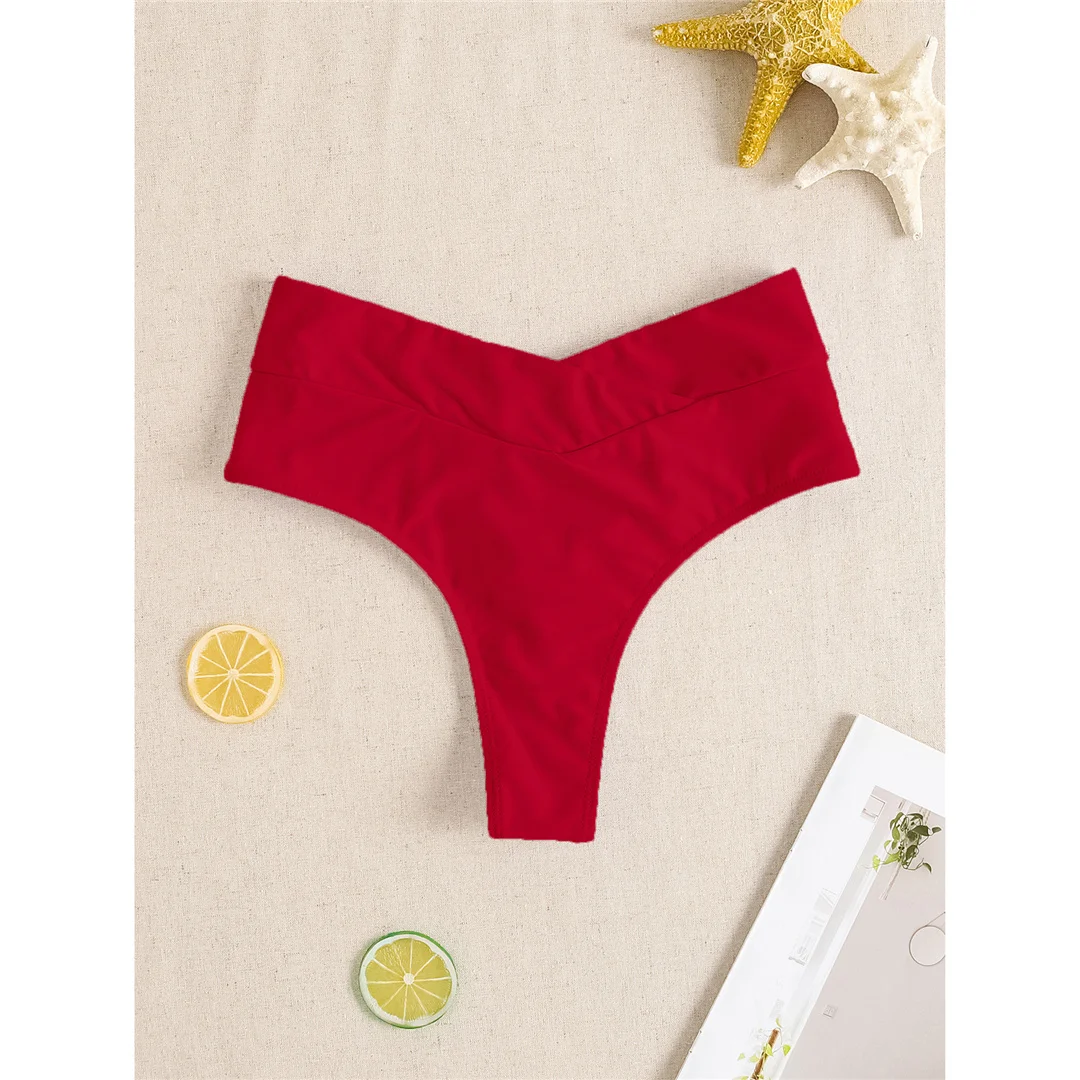 S - XL Bikinihose mit hoher Taille und hohem Beinausschnitt, Badehose für Damen, Badebekleidung, brasilianische Tanga-Hose, Unterwäsche V7095 – Detail 8