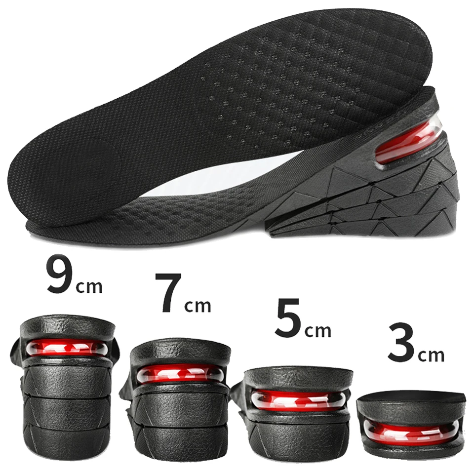 1pair 3-9cm Invisible Height Increase Insole Cushion Height Adjustable Shoe Heel insoles Insert Taller Support Absorbant FootPad