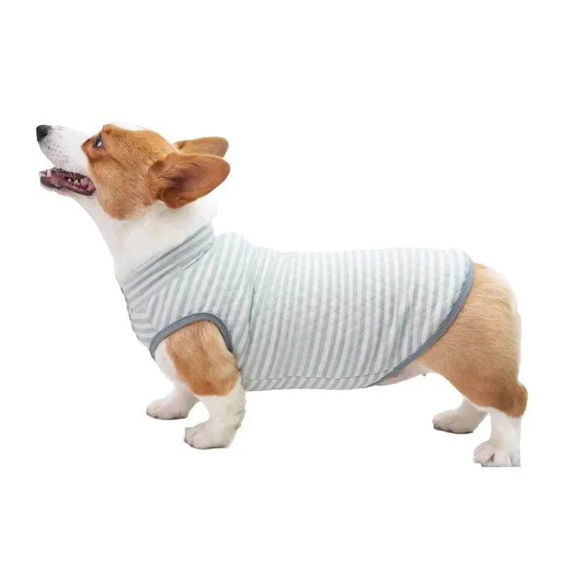 

Winter Warm Thickened Cotton Striped Vest Anti Shedding Lightweight Soft Pet Vest Casual Dog Clothes for Small Dogs Outdoor Wear