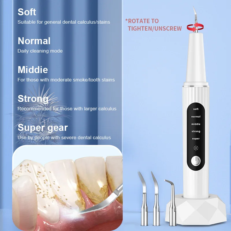 Raspador Dental sónico eléctrico portátil, removedor de sarro Para manchas de cálculo Dental, herramienta de limpieza y blanqueamiento de dientes