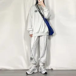 Conjunto de dos piezas de chándal Harajuku para mujer, Sudadera con capucha de manga larga, pantalones deportivos informales de gran tamaño, primavera y otoño