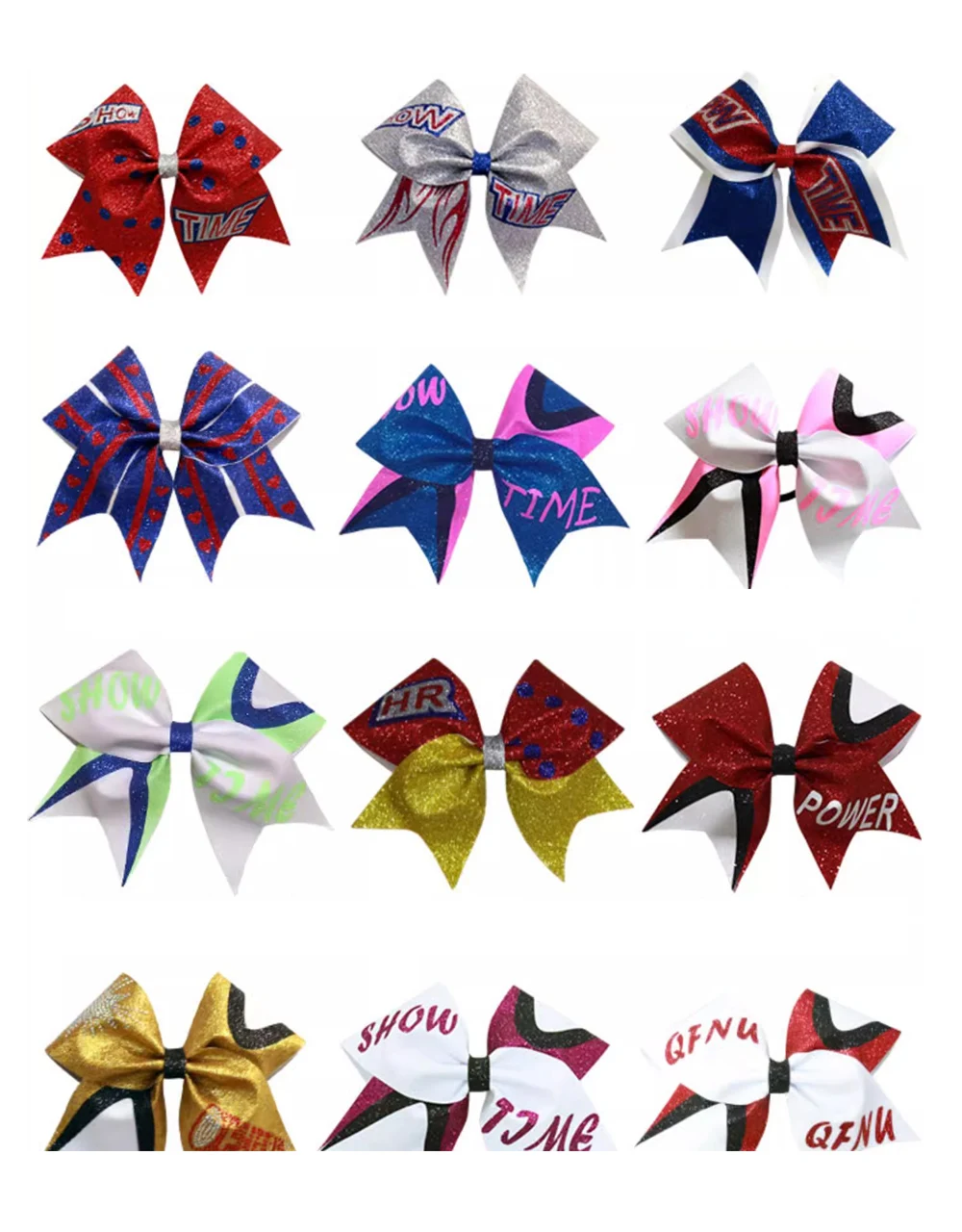 

Girls' Glitter Gradient Bow, Cheerleader Hairbow, Custom Made Print Logo Letters, 28Pcs