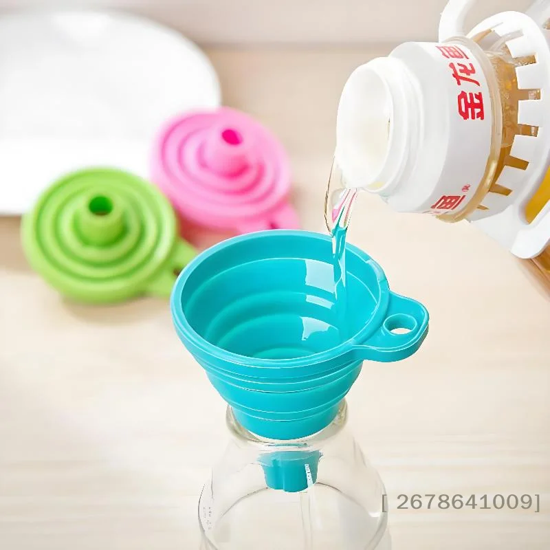 ⚑Kitchen Silicone Collapsible Funnel Set Of 10 Foldable-Cooking-Food-Grade For Filling Bottles Perfume Capsules Fry Oil Filter