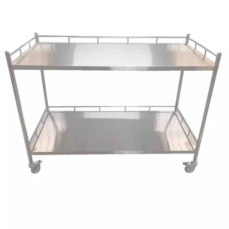 

Thickened stainless steel treatment cart Medical trolley Fan-shaped instrument table Medical rectangular instrument cart
