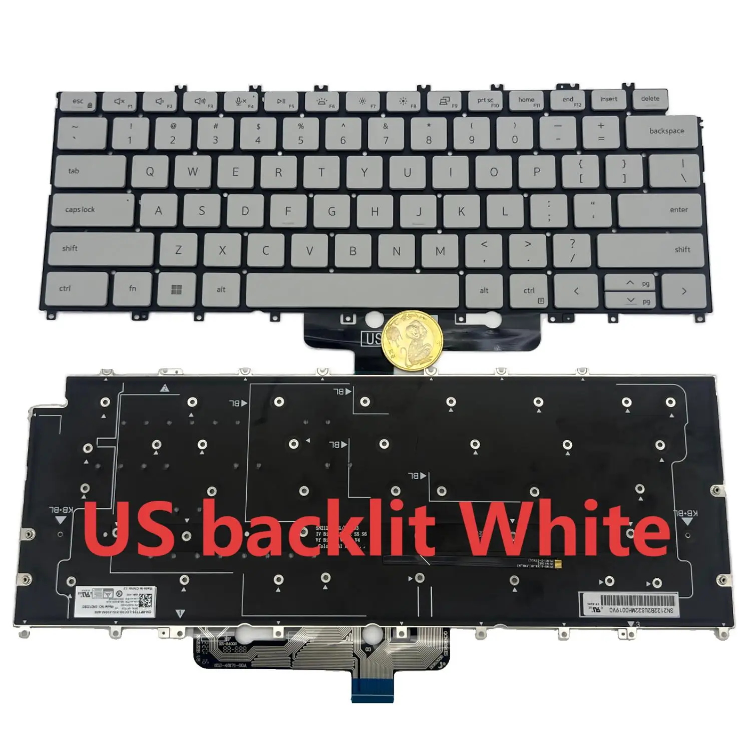 

9315 US backlit keyboard for Dell XPS 9315 13-9315 P153G notebook light blue/white 0TKH4F