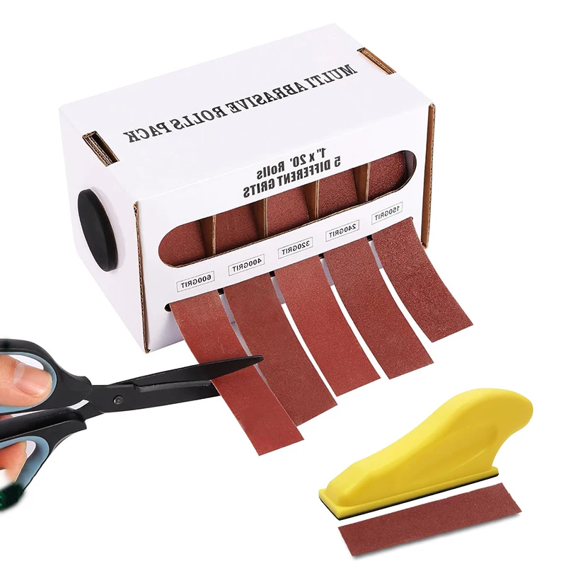 1 Inch 25mm Pull-out Sandpaper Box Set 6m 4/5/6 Grit Sanding Belt Distributor Combination Polishing and Grinding Abrasive Tools