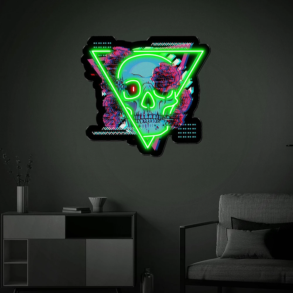 Skull Head LED Neon Sign for Home Game Room Decor LED Neon Light Handmade Custom Neon Skull Wall Art Signs Christmas Gifts