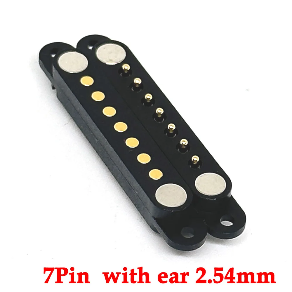 

1/10Pair Spring Loaded Connector Pogo Pin 7Pin with ear 2.54mm Pitch PCB Vertical With Plug-in Panel Mount Single Row Strip