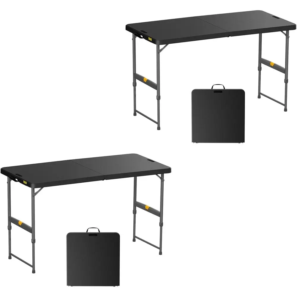

Compact Adjustable Height Folding Card Tables, Locking Mechanism, Ideal for Dining, Parties, and Outdoor Activities, 2-Pack, Bla