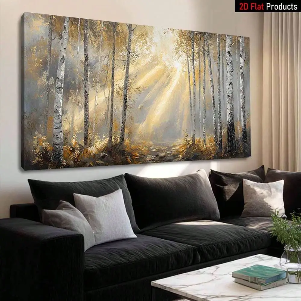 

Flat1 Piece Large Frame Canvas Painting Art Print,Autumn Forest Sunlight Scene High Quality Wall Art Printed Poster Can Be Hung