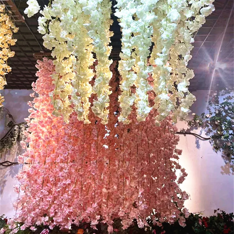 

Artificial Cherry Blossom Vine Air Conditioning Pipes Wrapped with Vines To Cover Wedding Decorations Artificial Peach Blossoms