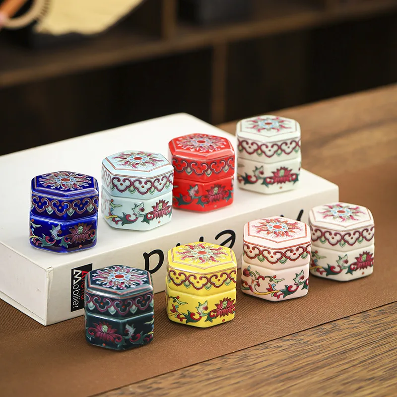 Enamel Ceramic Tea Jar Vintage Sealed Airtight Container For Home Kitchen Items Herbal Powder Tea Storage Gift Wholesale Counter