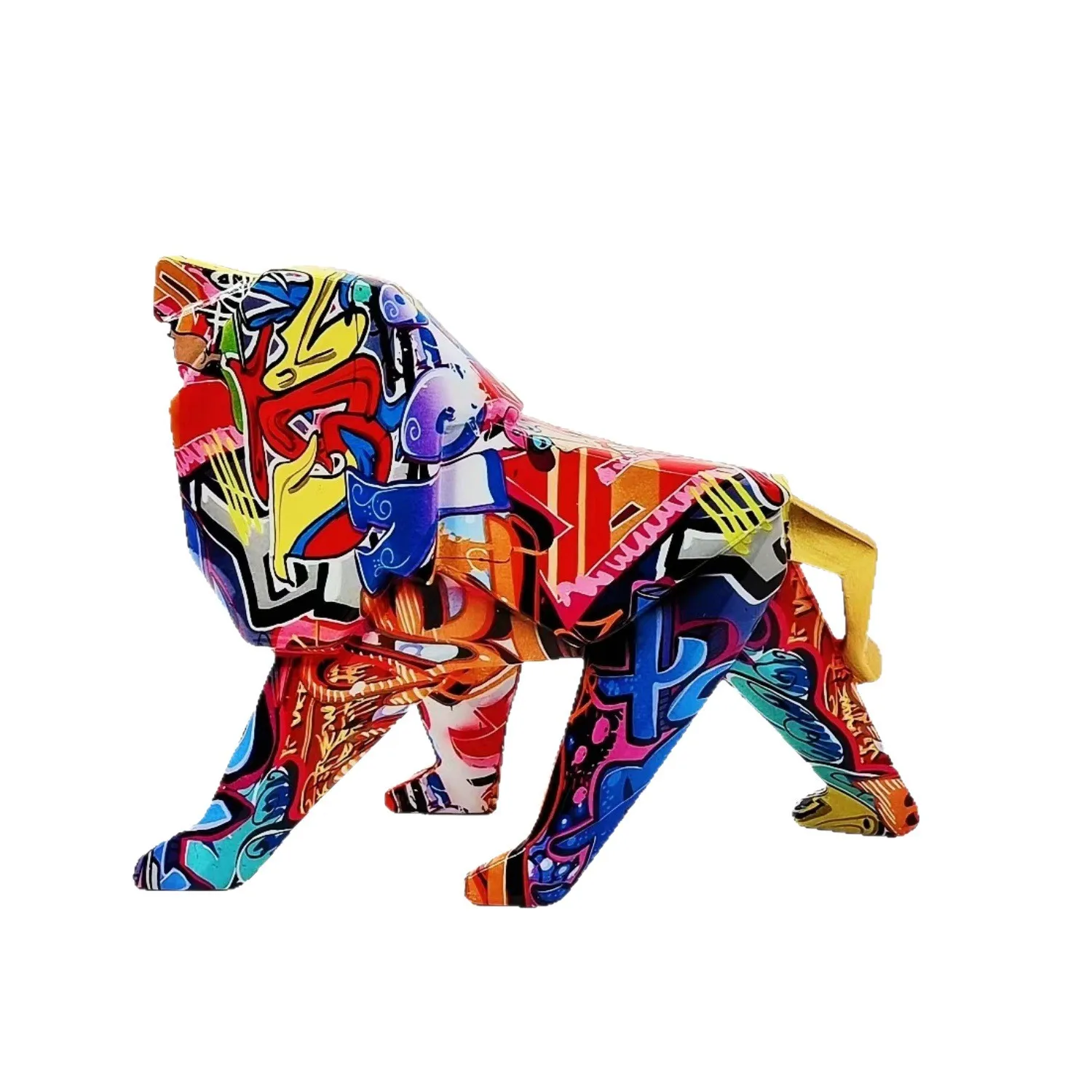 *qa Nordic Geometric Lion Resin Statue Home Decor Living Room TV Stand Dining Office Entryway Figurine#