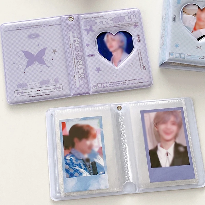 Álbum de Fotos Kpop con Corazón Hueco, Mini Carpeta de 3 Pulgadas para Tarjetas de Ídolos, Libro Coleccionador de Fotos, Protector de Tarjetas 포토카드