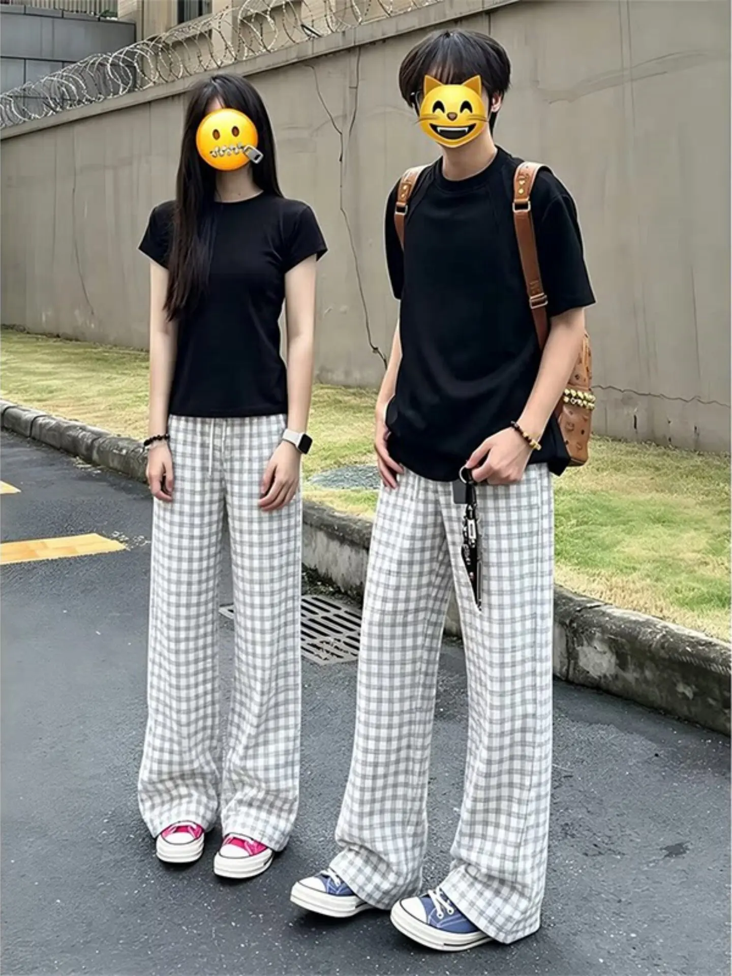 Casual Bubble Cloth Plaid Pants Loose Fit Lightweight Quick Dry Straight Leg Clean Fit Sporty Style Men Women Summer Leisure ...