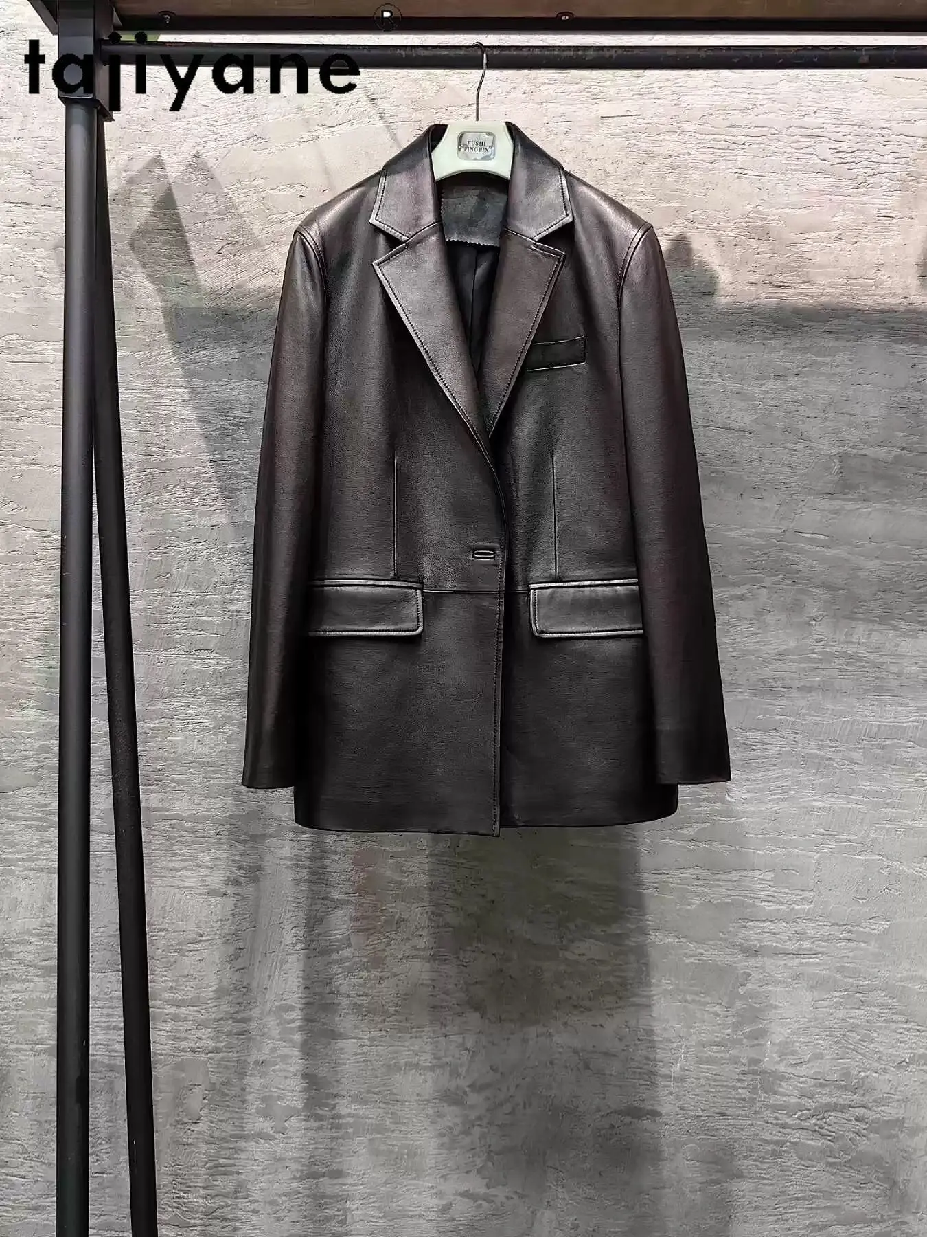 TAJIYANE トップレイヤーシープスキンレザージャケット女性ファッションスーツコートプレミアム本革ジャケット 2026 春女性服 신상아우터