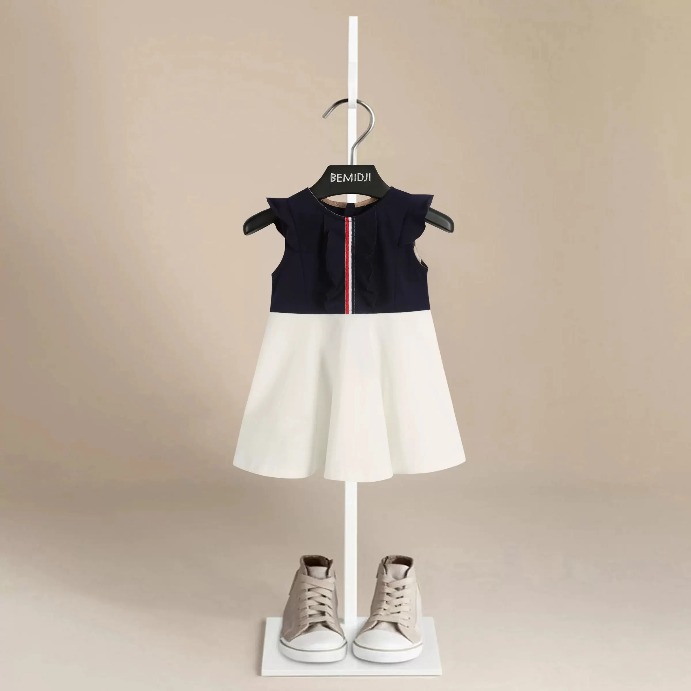 Summer Girl Clothes Kids Dresses for Girls Cotton Splicing Ribbon Dress Baby Party Wedding sleeveless Children Princess Dress