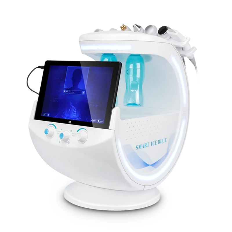 Skin Analysis Machine Facial Hydro Oxygen Jet Water Peel Oxygen Dermabrasion Cool Hammer Face Lifting 7 in 1 Management Machine