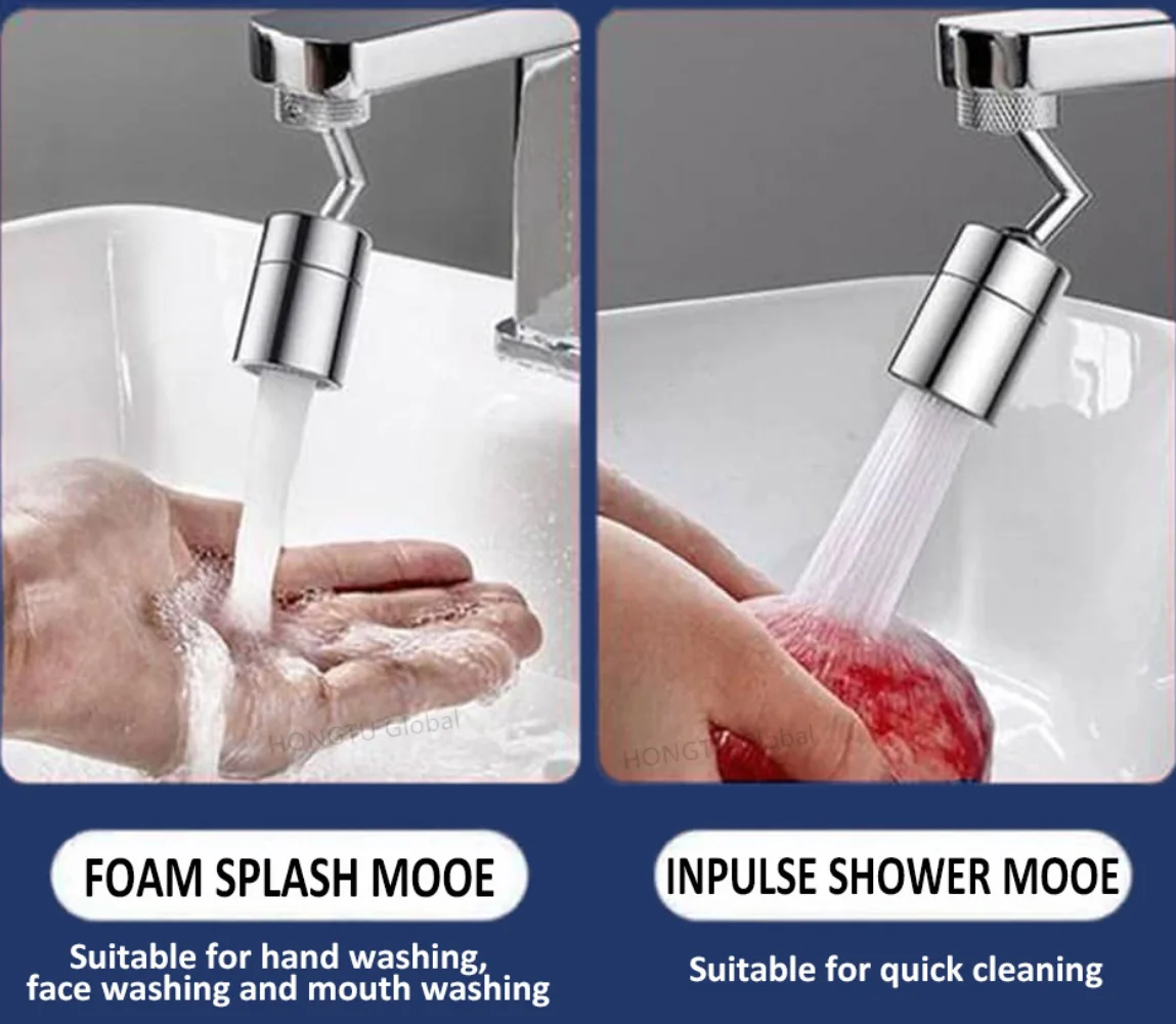 Metal 720° Universal Kitchen Faucet Extender Aerator Bathroom Tap Faucet Sprayer Saving Water Tap Nozzle Extender Adapter