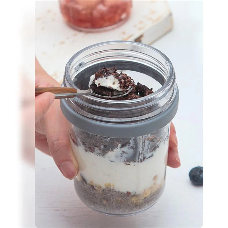 ABHZ-4PCS حاويات الشوفان بين عشية وضحاها برطمانات الشوفان مع ملاعق دقيق الشوفان محكم مع علامات القياس #5