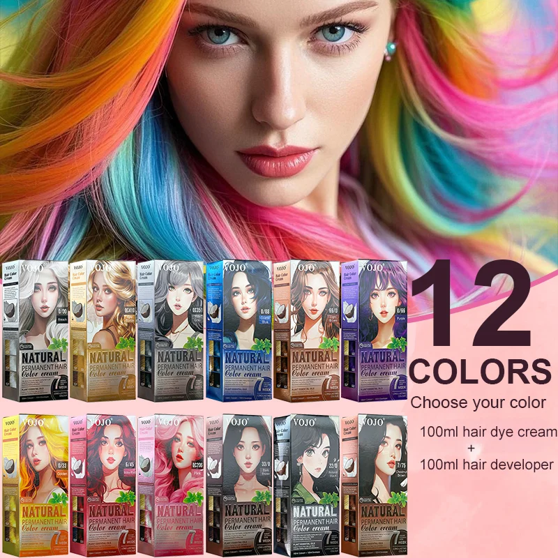 Tinte Capilar Semipermanente, 100 ml y 100 ml de Agente Colorante, Fácil de Aplicar, Coloración Capilar Unisex, Crema Capilar Natural para Todo Tipo de Cabello