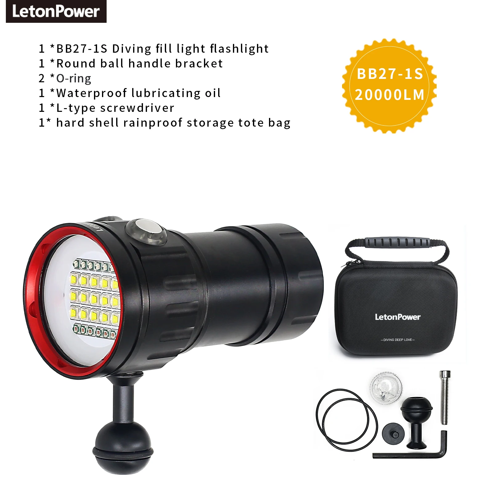 LetonPower Underwater Photography Light Black 7