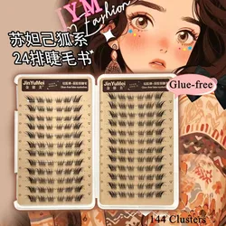 Self-adhesive Glue-free False Eyelashes Reusable Self-adhesive Fluffy Fox Eye Effect Thick Long Segmented Lash Extension