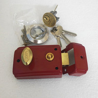 Retro Barn Door Lock Red External Safety Lock Universal Single Tongue Lock with Key Wooden Door Anti-theft Lockset