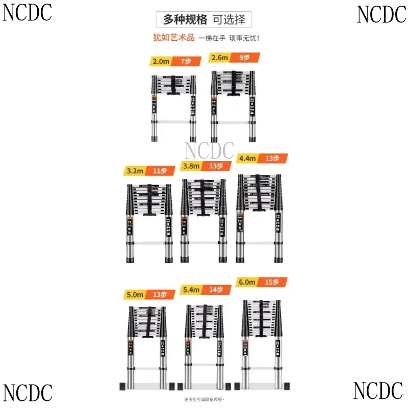 3.2M Telescopic 10. 5Ft Multi-Purpose Stainless Steel Telescoping Extendable Portable Sturdy Loft Ladder With En