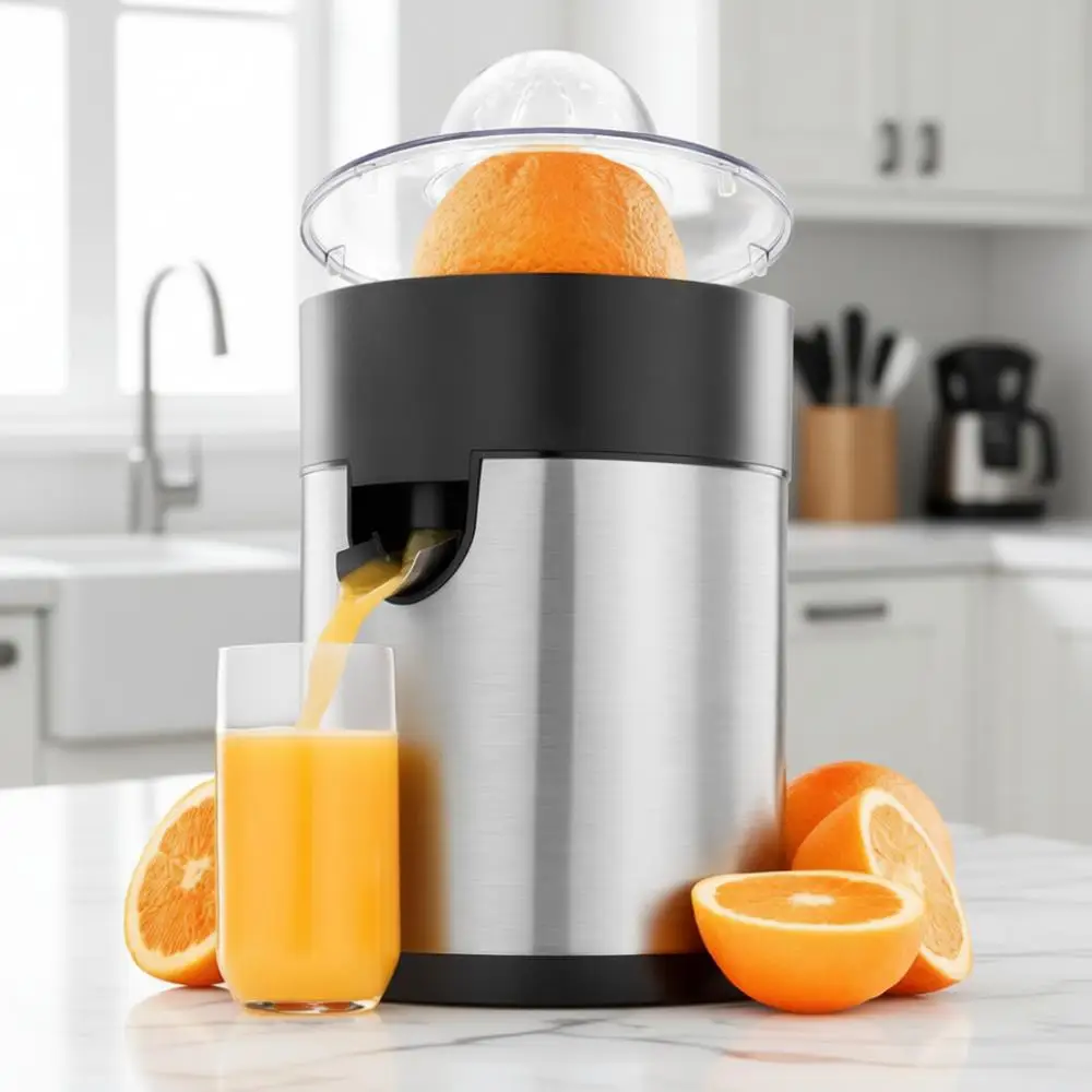 

Electric Orange Juicer, Sleek Citrus Juice Squeezer for Lemon, Lime, Grapefruit | Powerful Motor, Easy to Clean, Removable Dishw
