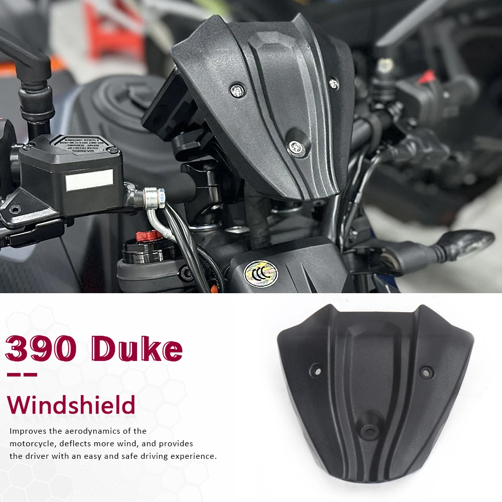 

For 390 Duke 390Duke 390 DUKE duke 2024 New Motorcycle Windshield Windscreen Front Wind Deflector Guard Black