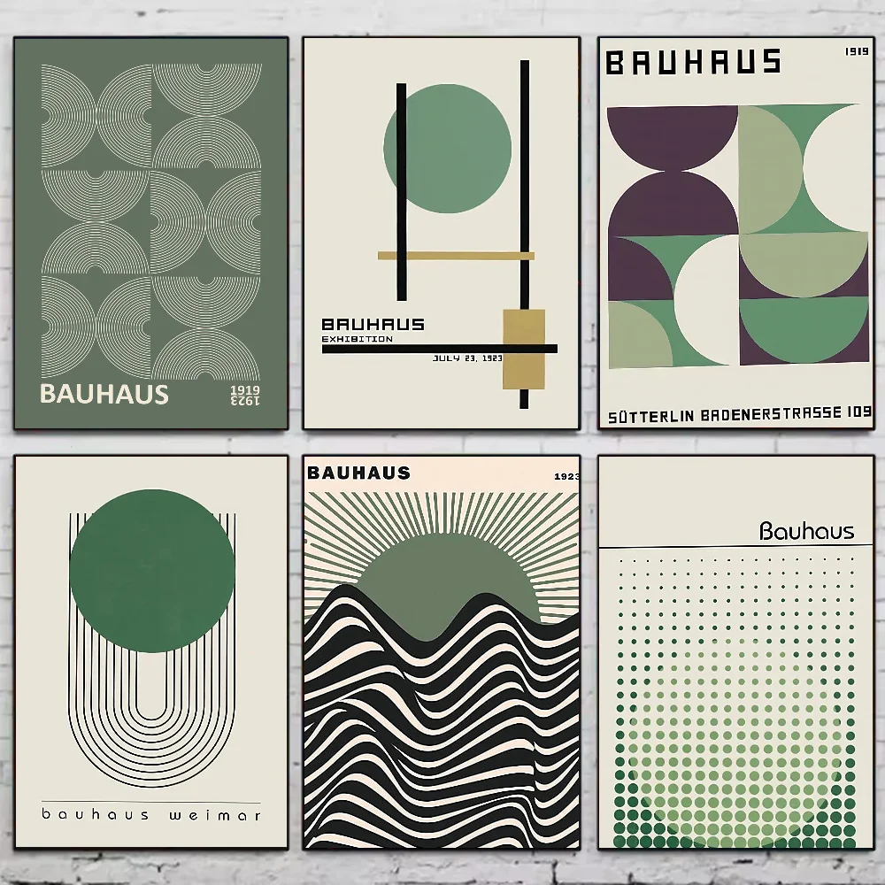 ملصق أنيمي حديث بخطوط خضراء من باوهاوس، جدار لاصق عالي الدقة مقاوم للماء، غرفة المعيشة المنزلية، غرفة النوم، ديكور جمالي