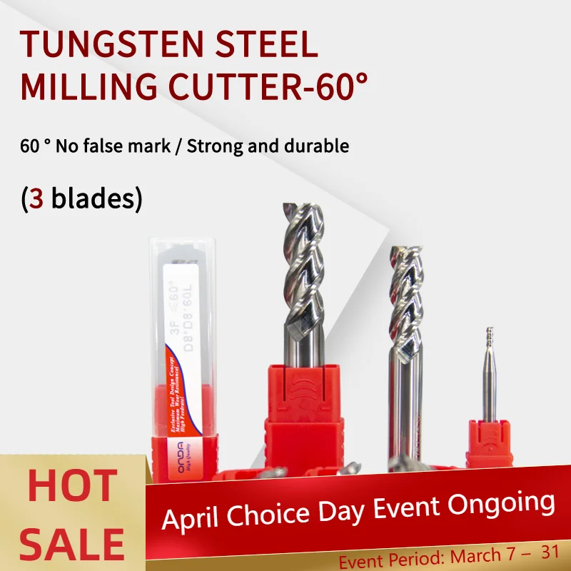 HRC60 3 Flute Alloy…