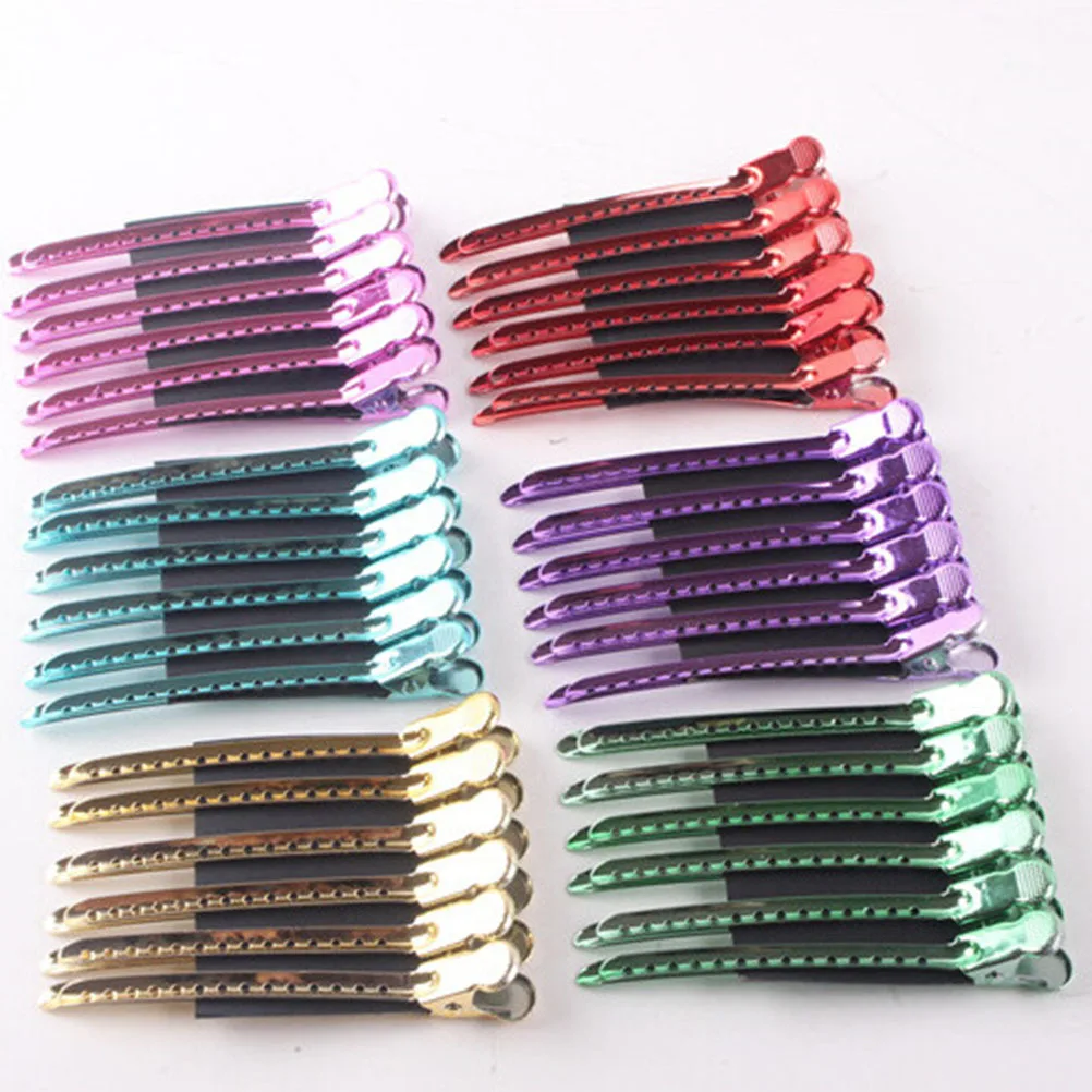 

12Pcs Metal Duckbill Hair Clamp Barrette Durable Hairpins Slip-Proof Salon Barber Hairdresser Styling Tools for Various