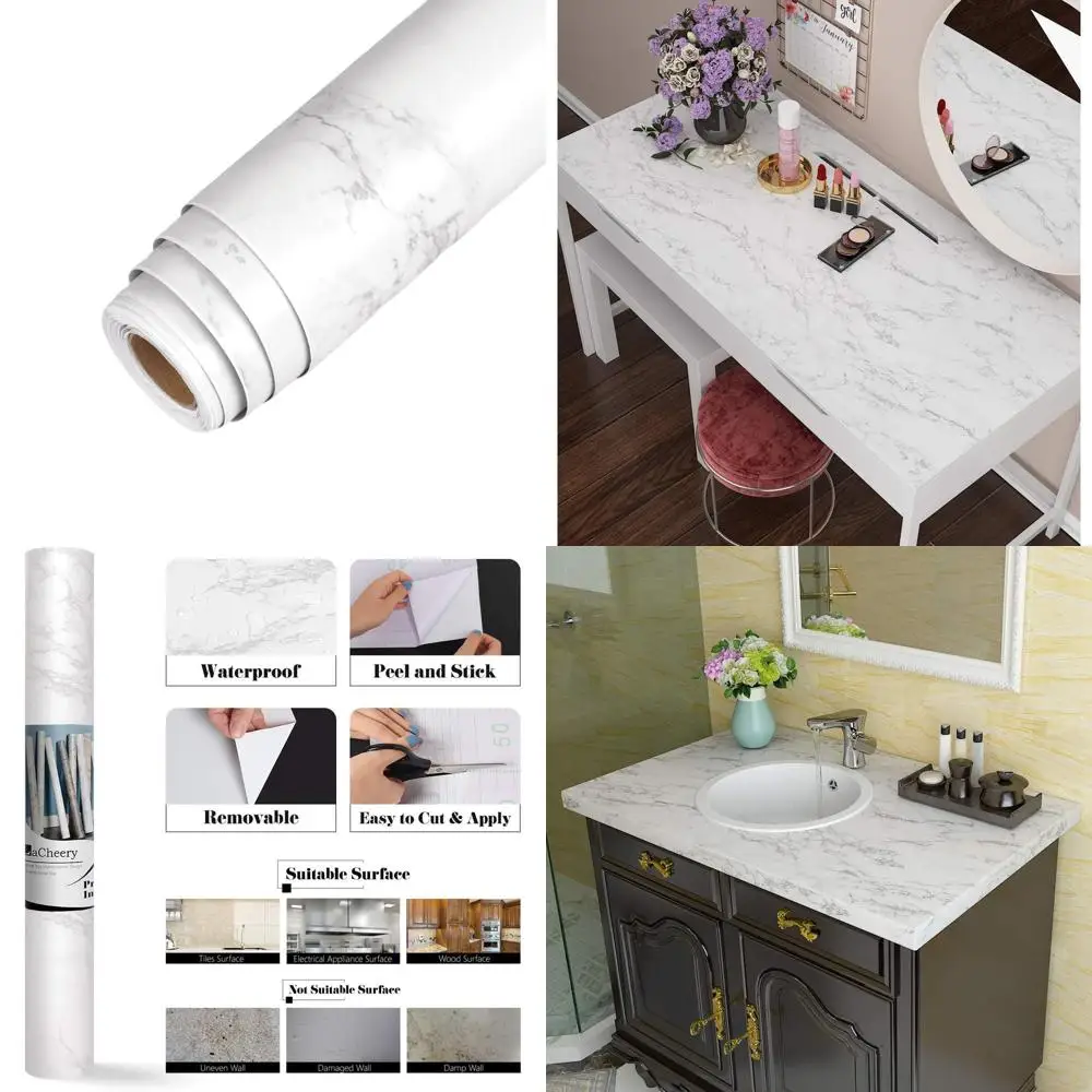 

36-серо-белых водонепроницаемых виниловых обоев с мраморным эффектом для современных интерьеров и мебели