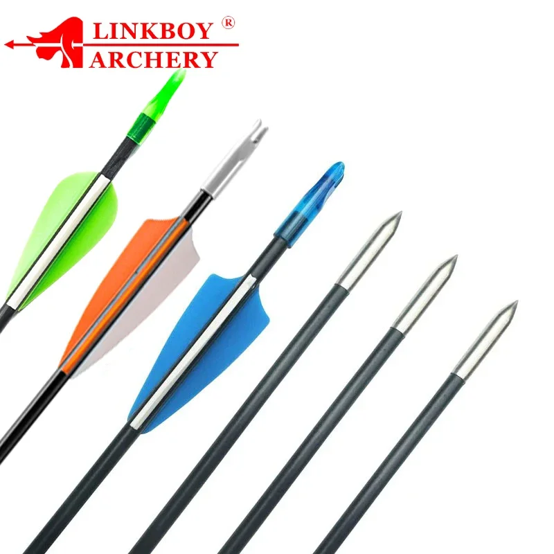 30inch Archery Fiberglass Arrows Rubber Arrow Fletching 80cm OD6mm Spine 900 Fixed Head Bow Arrow Hunting Accessories 12pcs