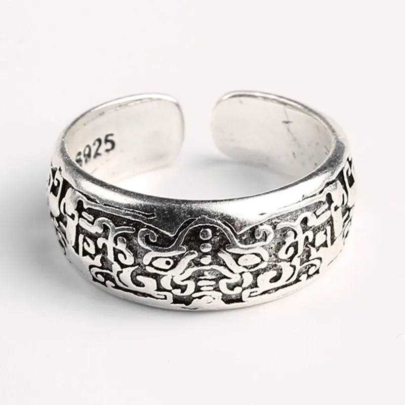 Vintage Divine Beast Rings for Men  Adjustable Animal Open Rings Antique Silver Color Ring Male Engagement Punk JewelryWholesale