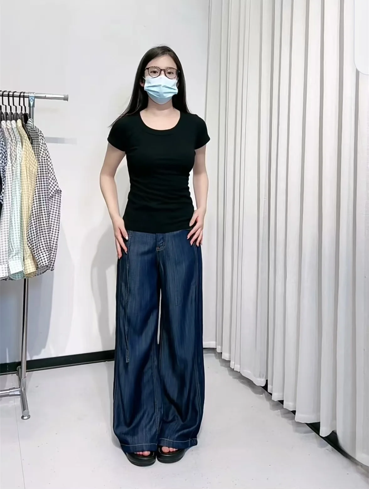 

Мягкие крутые широкие повседневные брюки, джинсы с высокой талией, женские летние длинные брюки, удобные гибкие брюки на молнии, свободный крой