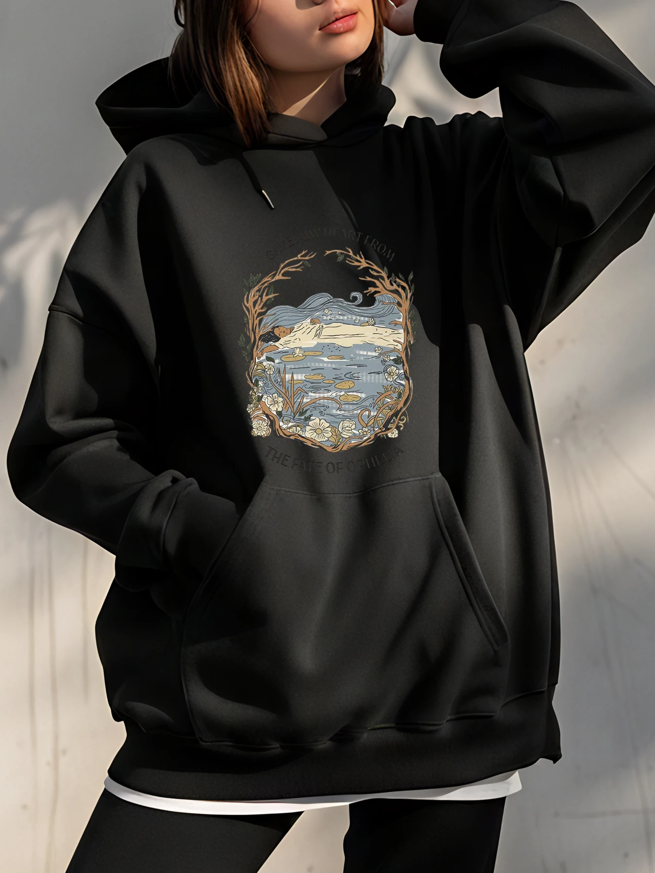 

Женская толстовка с капюшоном и принтом природного пейзажа, толстовка большого размера, повседневная уличная одежда, модная осенне-зимняя одежда, женский