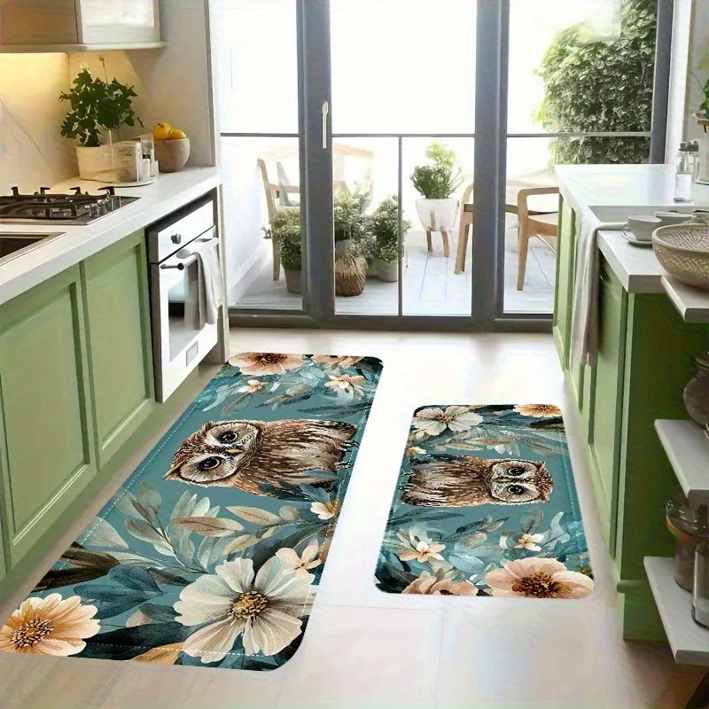 

1PC Owl Pattern Kitchen Rug Non-Slip Door Mats Pop design Bathroom Rug Bath Mat Carpet for Home Sink Laundry Decor