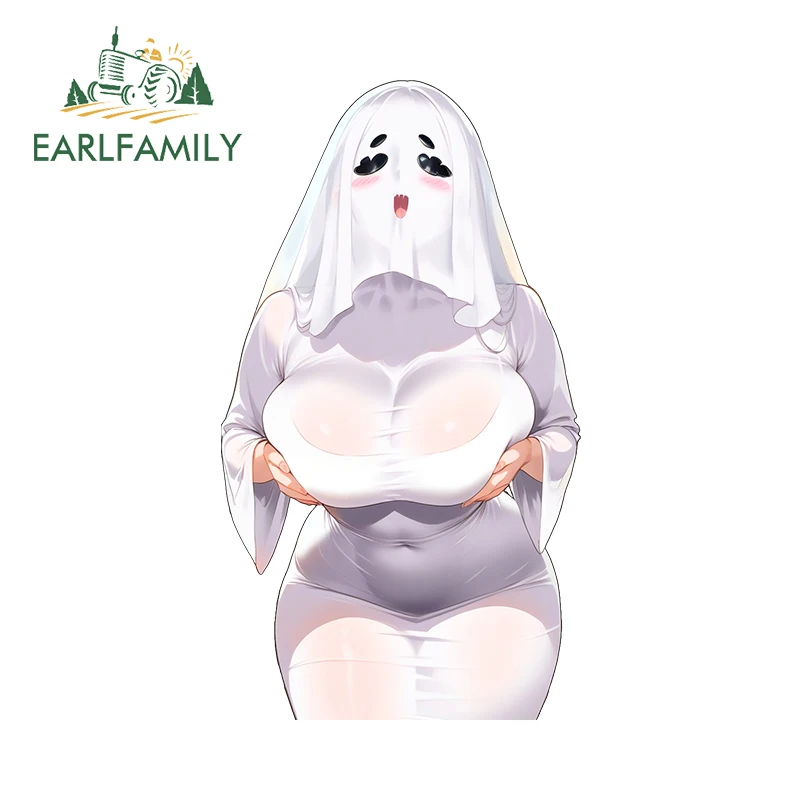 

EARLFAMILY 13cm x 7.3cm Hallowmas Halloween Ghost Waifu Car Accessories Boobs Thicc Booty Amusing Car Stickers Vinyl Decal
