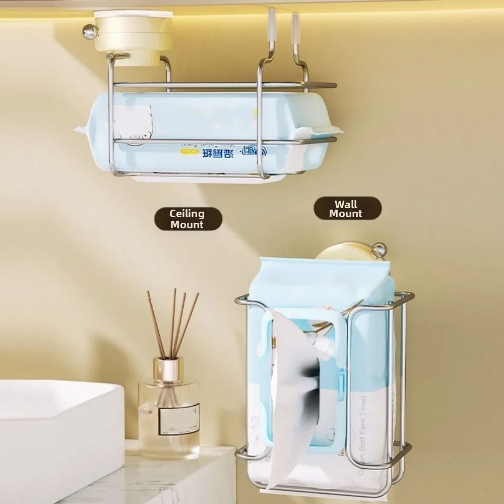 

Wall-mounted Suction Cup Toilet Paper Rack Punch-Free Waterproof Wet Tissue Holder Space Saving Suction Cup