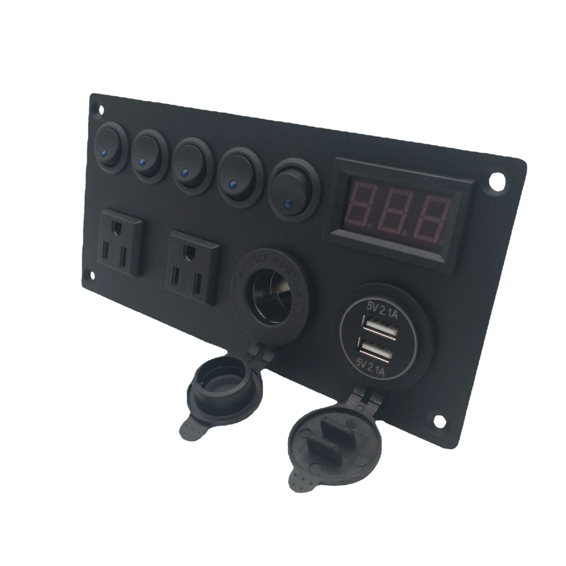 Manufacturer supplies car RV modified car five-position cat eye combination switch dual USB with charging socket voltmeter
