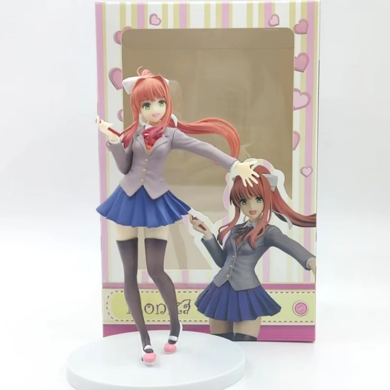 

Hot Doki Doki Literature Club! Monika Sayori Student Uniform Cute Pretty Girl Figurine Anime Toy Model